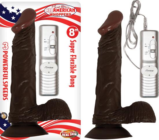 All American Whopper 8 inches Vibrating Dildo, Balls Brown - happyshop365247