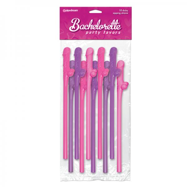 Bachelorette Party Favors Dicky Sipping Straws Pink/purple 10pc. - happyshop365247