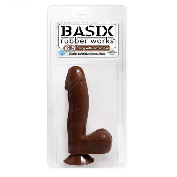 Basix Rubber Works - 6.5in. Dong With Suction Cup Brown - happyshop365247