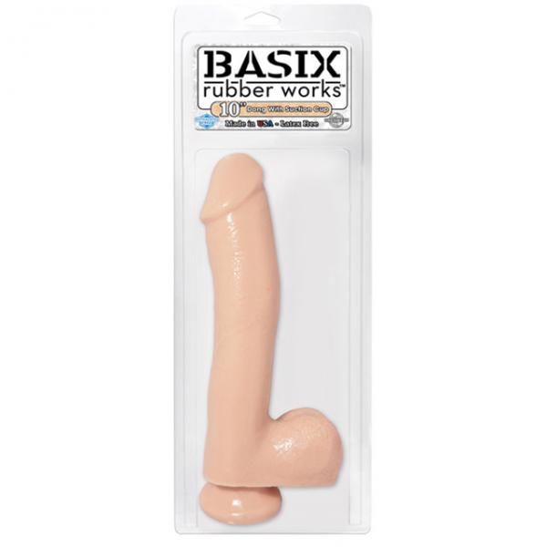 Basix Rubber Works 10 inches Dong Suction Cup Beige - happyshop365247