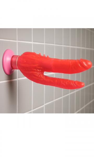 Waterproof Wall Bangers Double Penetrator Pink Suction Cup - happyshop365247