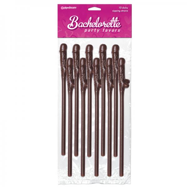 Bachelorette Party Favors Dicky Sipping Straws Brown 10pc. - happyshop365247