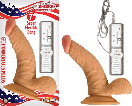 All American Whopper Vibrating 7 inches Dildo, Balls Beige - happyshop365247