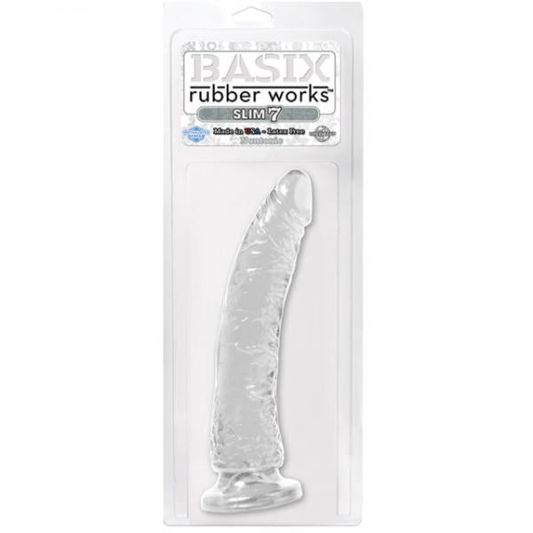 Basix Rubber Works 7 inches Slim Dong With Suction Cup Clear - happyshop365247