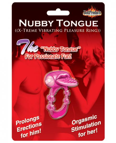Nubbie Tongue Magenta Pink Vibrating Cock Ring - happyshop365247