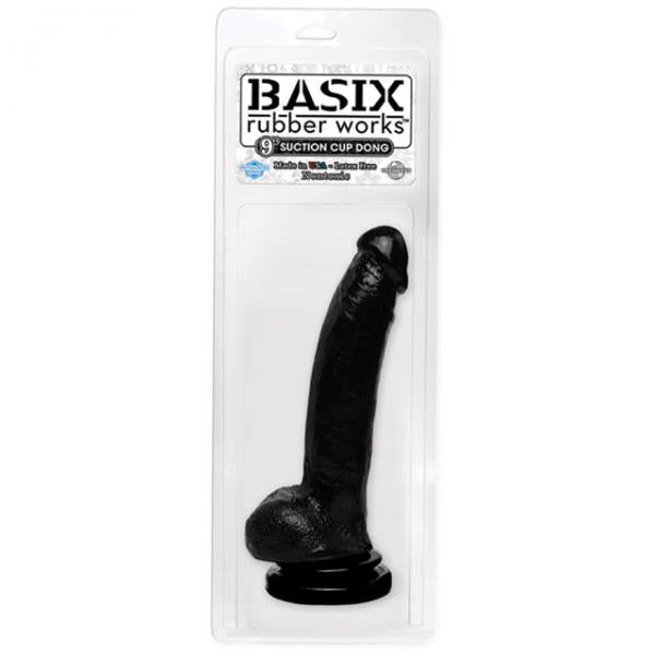 Basix Rubber 9 inches Suction Cup Dong Black - happyshop365247