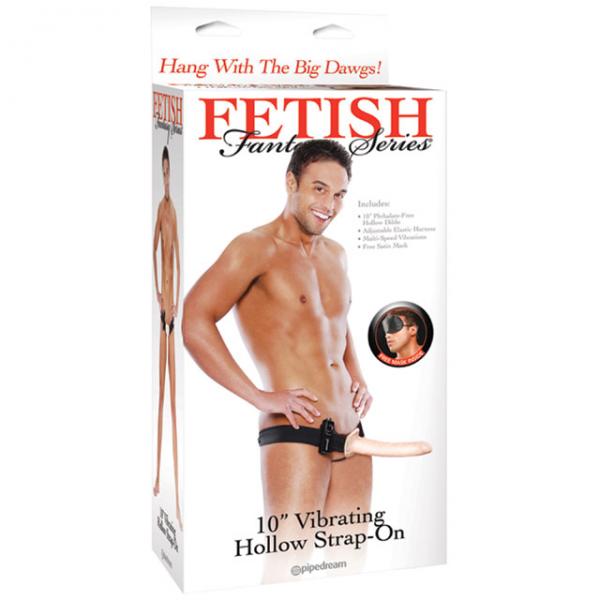 10in Vibrating Hollow Strap On - Beige - happyshop365247