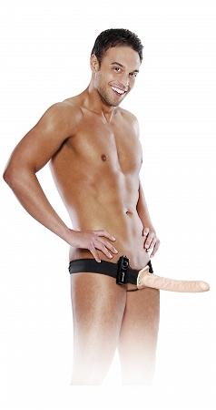 10in Vibrating Hollow Strap On - Beige - happyshop365247