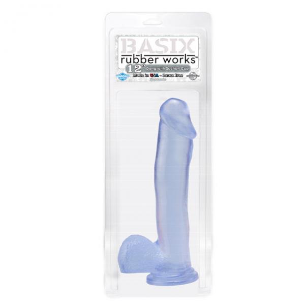 Basix Rubber Works 12 inches Dong Suction Cup Clear - happyshop365247