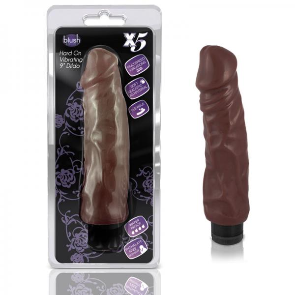 X5 Realistic Hard On 9 inches Vibrating Dildo - Brown - happyshop365247