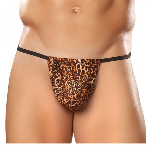 Male Power Animal Posing Strap Brown Leopard O/S - happyshop365247