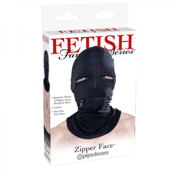Fetish Fantasy Black Zipper Face Hood O/S - happyshop365247