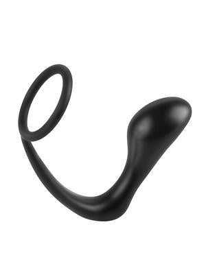 Ass-Gasm Silicone Cockring Plug - Black - happyshop365247
