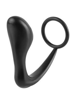 Ass-Gasm Silicone Cockring Plug - Black - happyshop365247