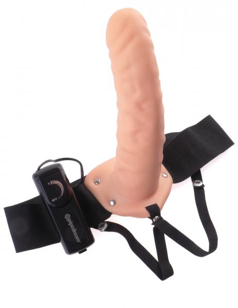 Vibrating Hollow Strap On 8 Inch - Beige - happyshop365247