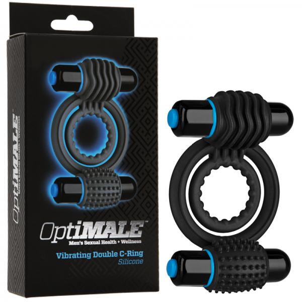 Optimale Silicone Vibrating Double C-Ring Waterproof - Black - happyshop365247