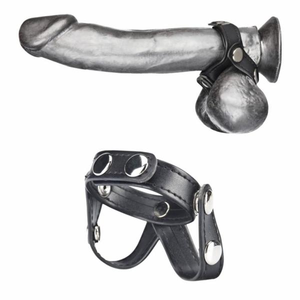 C & B Gear V-Style Cock Ring with Ball Divider Black - happyshop365247