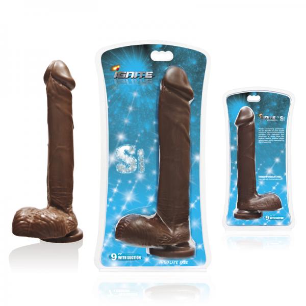Si 9in Cock W/balls & Suction Cup - Brown - happyshop365247