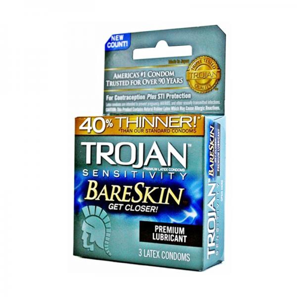 Trojan Bareskin Thinner Latex Condoms (3 Pack) - happyshop365247