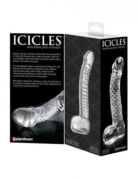 Icicles No 61 Clear Glass Realistic Dildo - happyshop365247