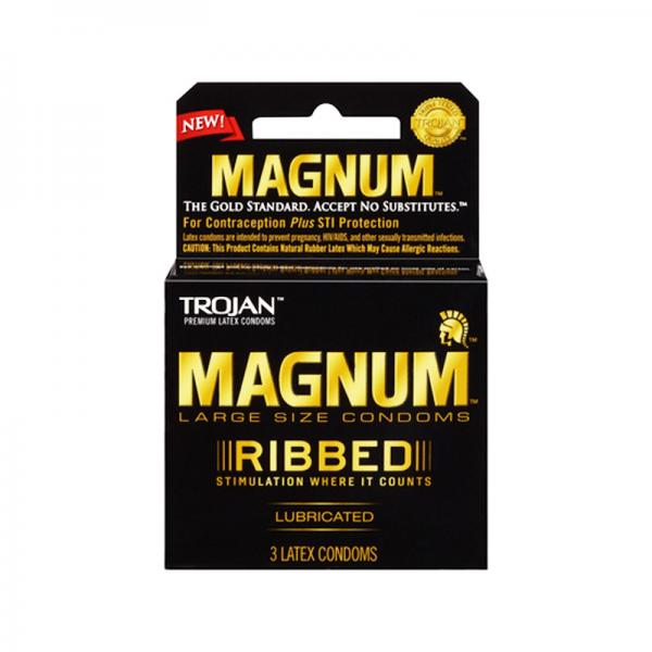 Trojan Magnum Ribbed Latex Condoms 3 Pack - happyshop365247