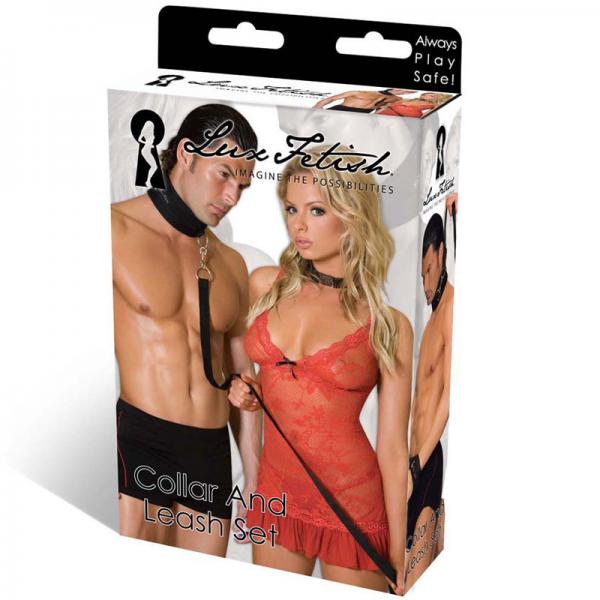Lux Fetish Collar And Leash Set Black - happyshop365247
