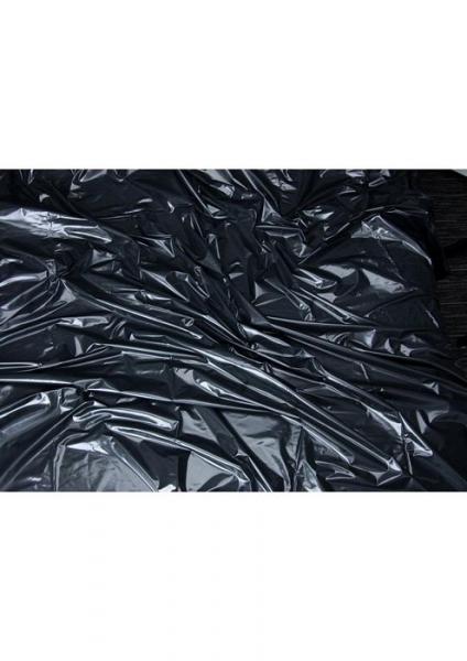 Lux Fetish Vinyl Bed Sheet California King Flat Black - happyshop365247
