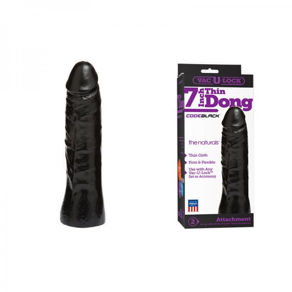 Vac U Lock Code Black Natural Thin Dong 7 Inches - happyshop365247