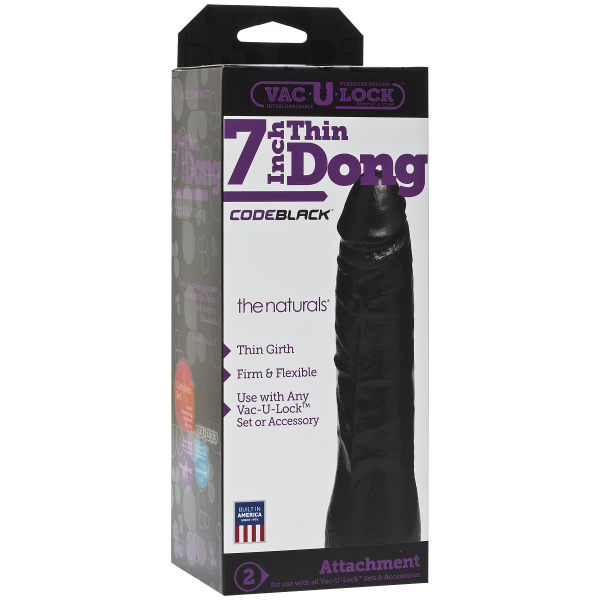 Vac U Lock Code Black Natural Thin Dong 7 Inches - happyshop365247