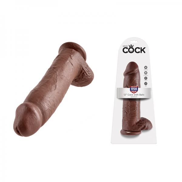 King C*ck 12 Inch C*ck With Balls Brown - happyshop365247