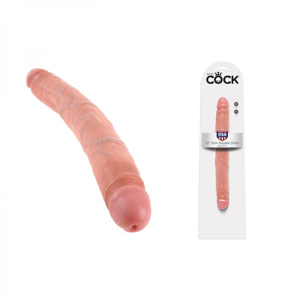 King Cock 12in Slim Double Dildo - Beige - happyshop365247