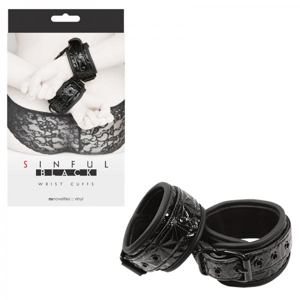 Sinful Black Wrist Cuffs - happyshop365247