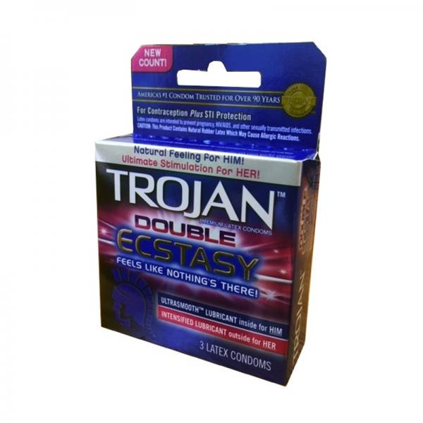 Trojan Double Ecstasy 3 Pack Latex Condoms - happyshop365247