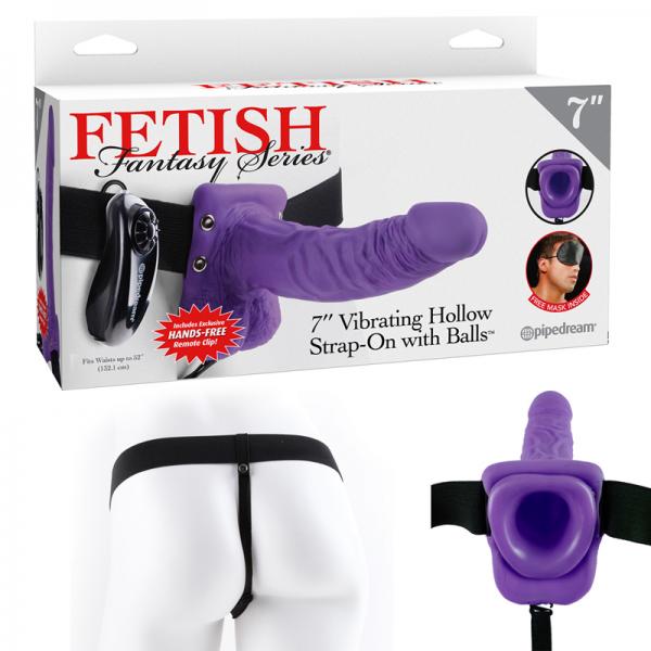 Fetish Fantasy 7in Vibrating Hollow Strap-on With Balls Purple - happyshop365247