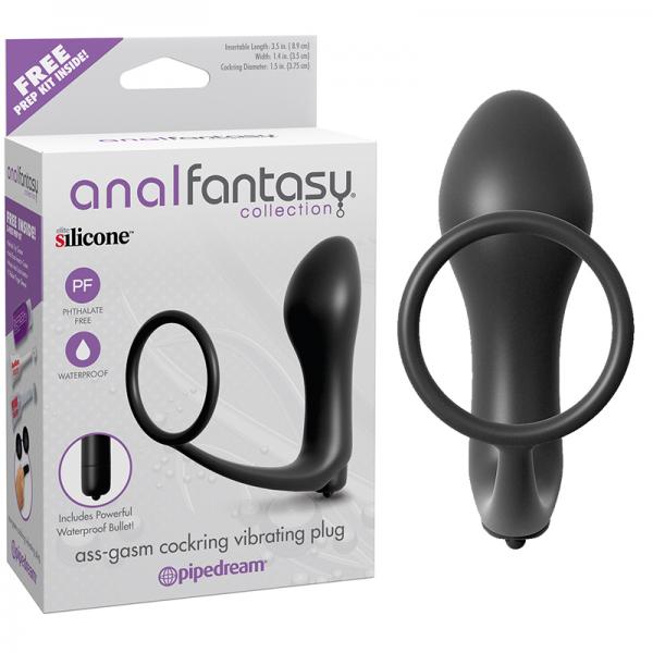 Anal Fantasy Ass Gasm Cockring Vibrating Plug Black - happyshop365247