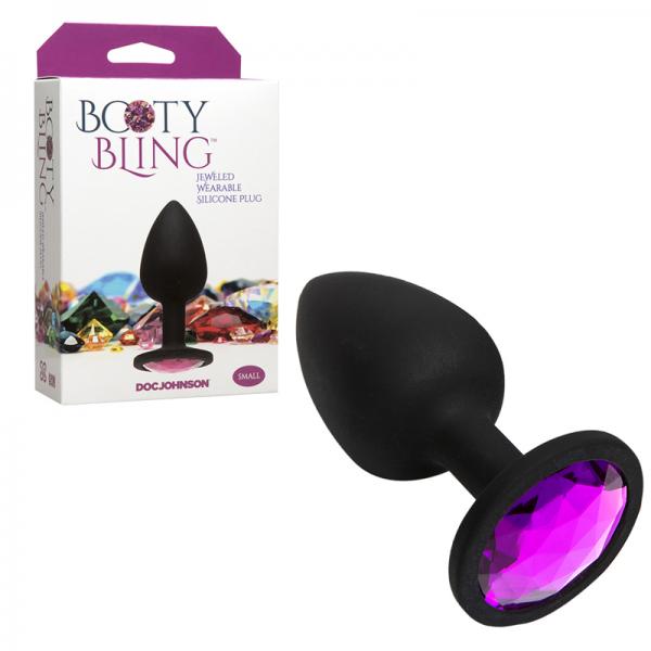 Booty Bling Small Black Plug Pink Stone - happyshop365247