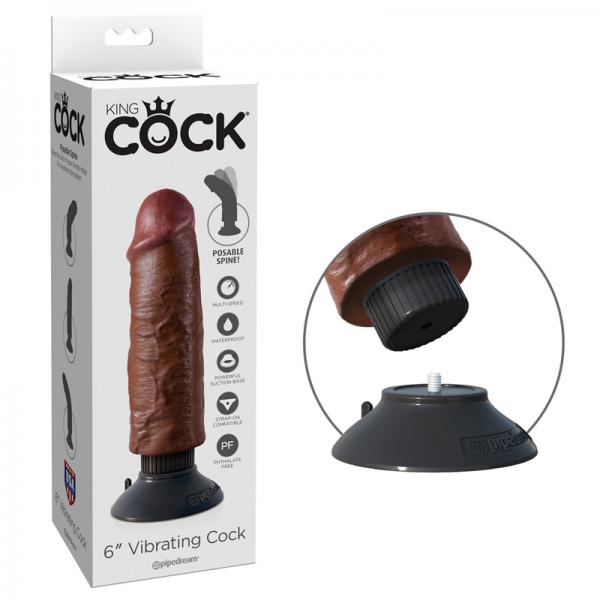 King Cock 6in Vibrating Cock Brown - happyshop365247