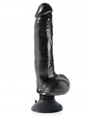 King Cock 9 inches Vibrating Dildo with Balls Black - happyshop365247