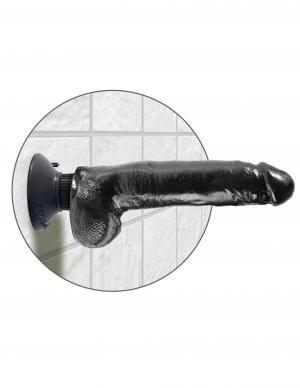 King Cock 9 inches Vibrating Dildo with Balls Black - happyshop365247