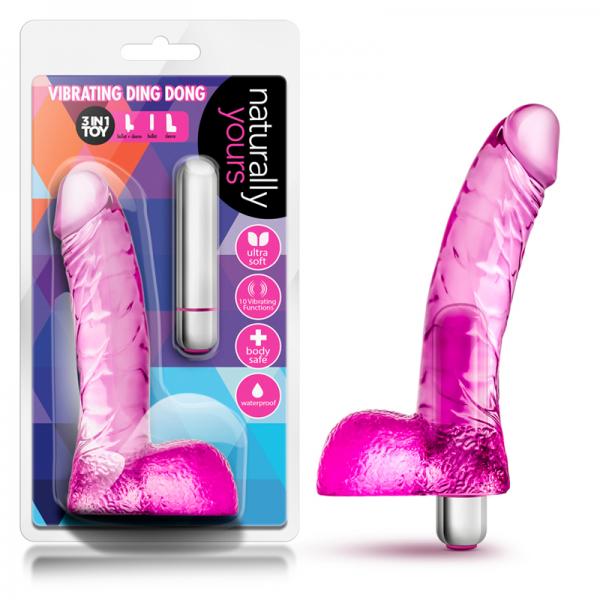 Naturally Yours Vibrating Ding Dong Pink Dildo - happyshop365247
