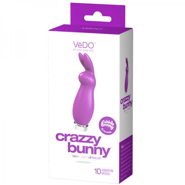 Vedo Crazzy Bunny Rechargeable Mini Vibe - Perfectly Purple - happyshop365247