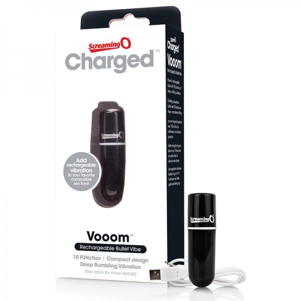 Screaming O Charged Vooom Rechargeable Bullet Vibe - Black - happyshop365247