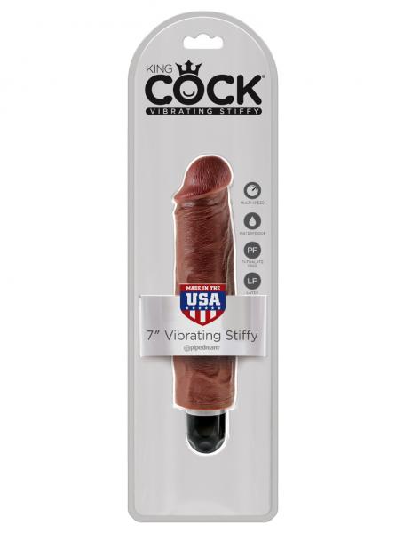 King Cock 7 inches Vibrating Stiffy Brown - happyshop365247