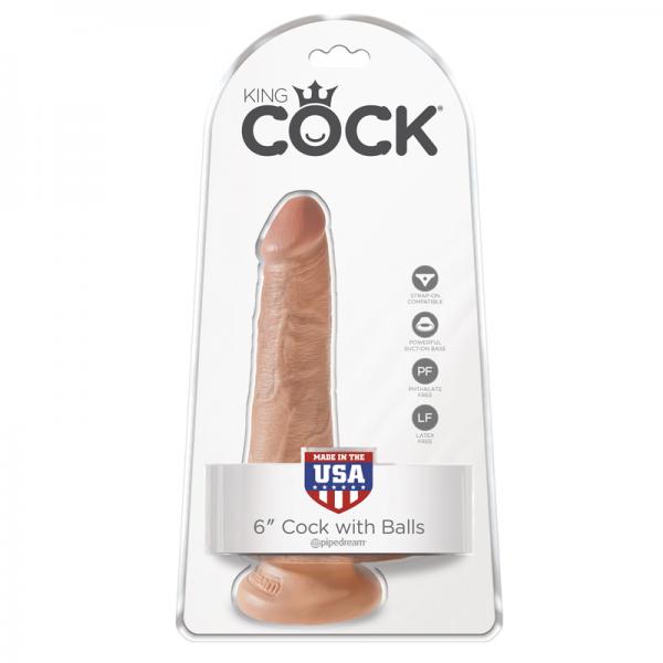 King Cock 6in Cock With Balls - Tan - happyshop365247