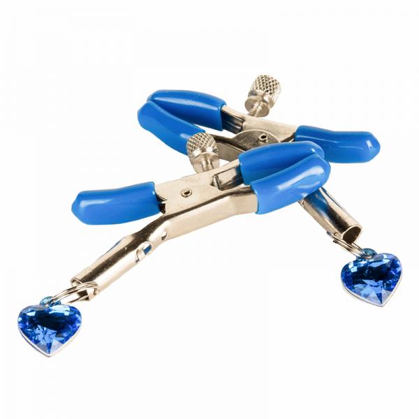 I'll Never Let Go Nipple Clamps Heart Charms Blue - happyshop365247
