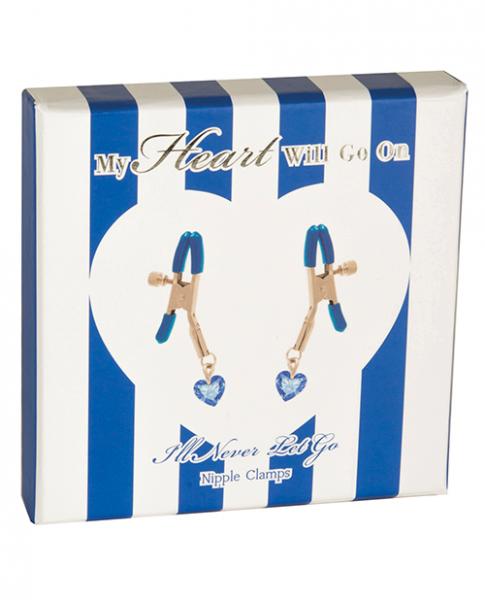 I'll Never Let Go Nipple Clamps Heart Charms Blue - happyshop365247