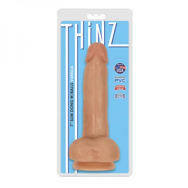 Thinz 7 inches Slim Dong with Balls Vanilla Beige - happyshop365247