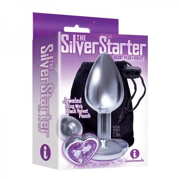 The 9's, The Silver Starter, Bejeweled Heart Stainless Steel Plug, Violet - happyshop365247