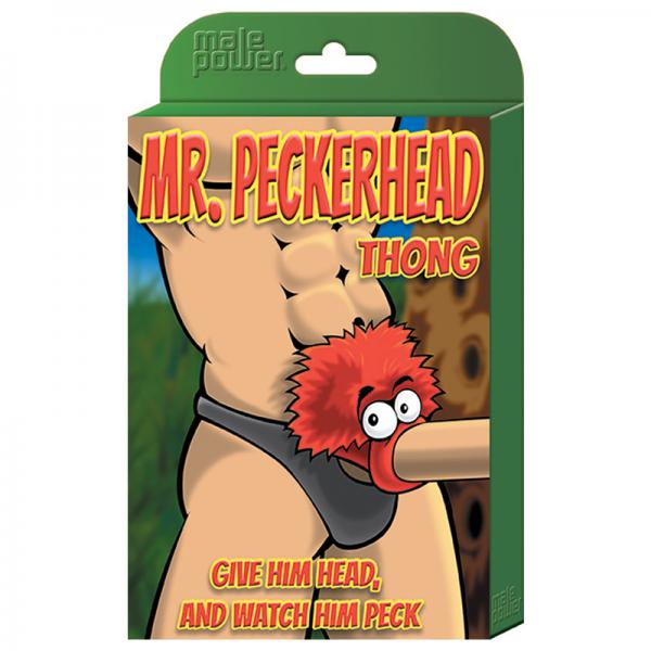 Male Power Novelty Mr. Peckerhead Thong Blk 1sz - happyshop365247