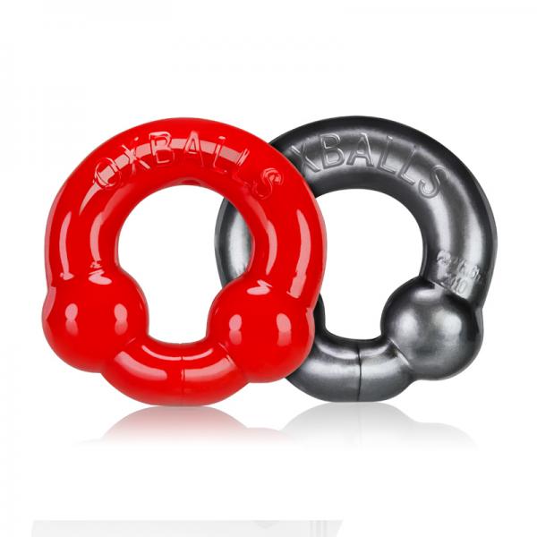 Oxballs 2-pack Cockring, Steel & Red - happyshop365247